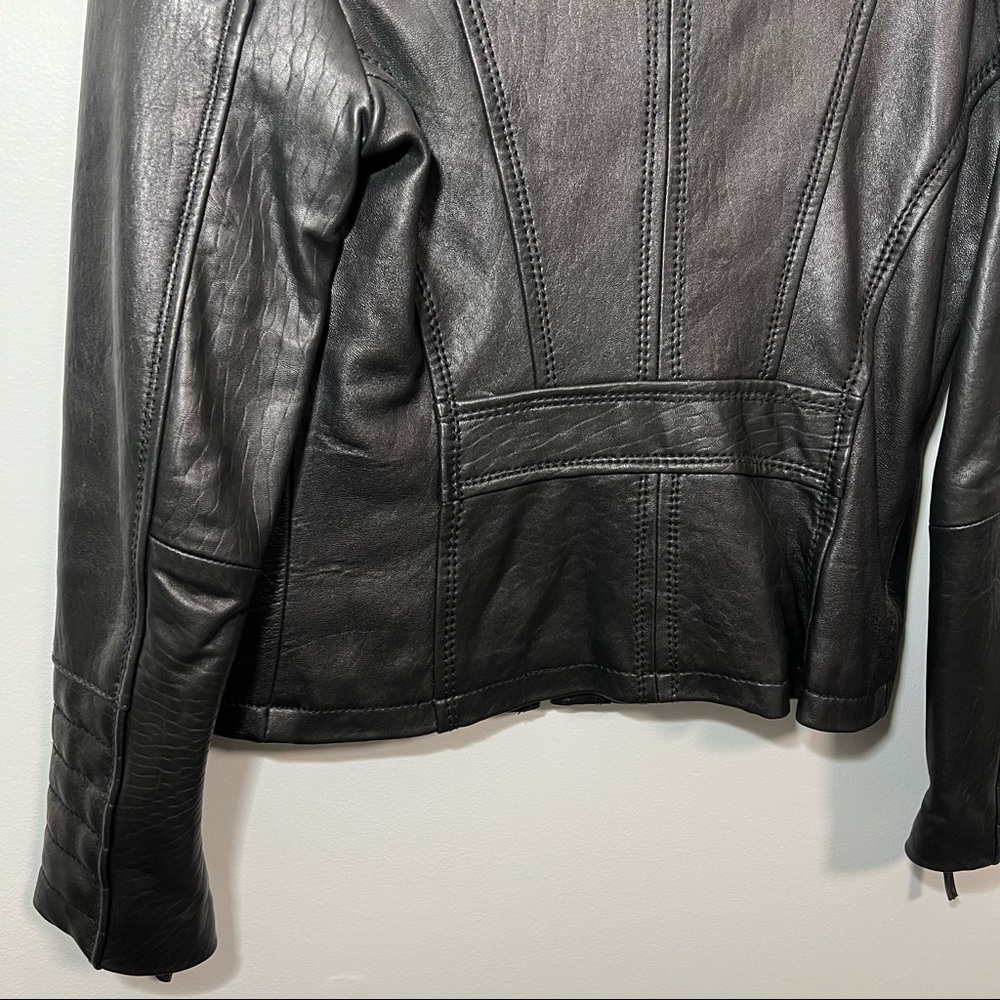 MICHAEL Michael Kors Black Leather Biker Jacket - Picture 7 of 8